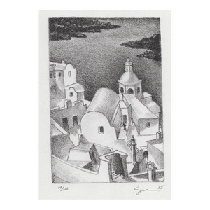 1935 Mediterranean Coastal Lithograph