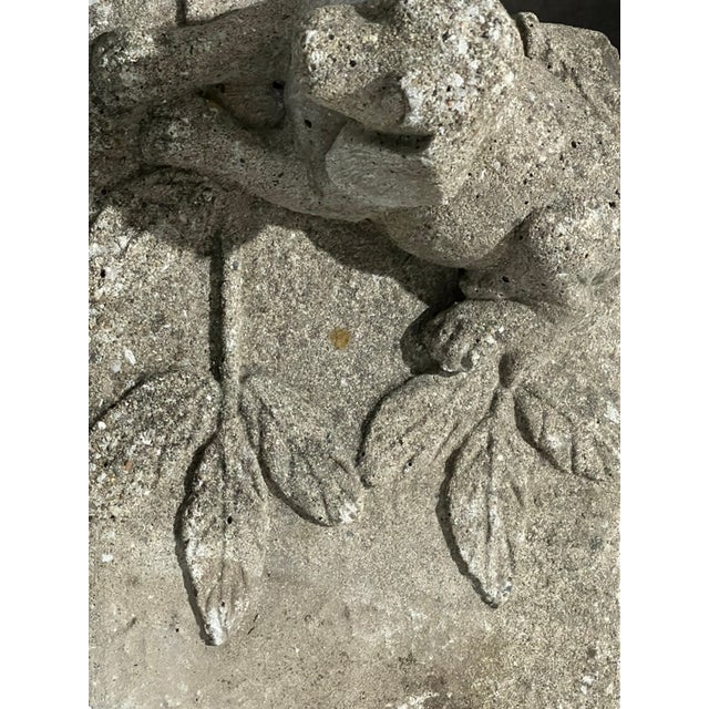 Transitional Cast Stone Garden Bench With Dog, Mid-20th Century For Sale - Image 3 of 6
