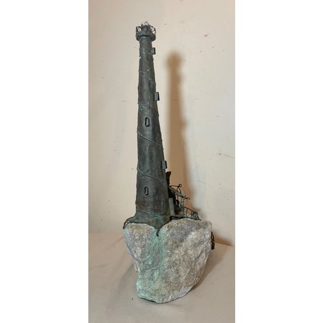 Vintage Jim Lewk Bronze Stone Nautical Lighthouse Brutalist Sculpture Statue Art For Sale - Image 18 of 18