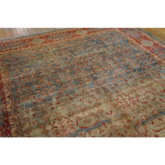 Indian Fantastic Blue Color With Special Full Flower Patters Antique Indian Lahore Rug For Sale - Image 3 of 12