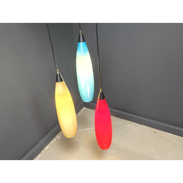 Glass Vintage 3 Glass Pendant Lights from Vistosi, 1970s For Sale - Image 7 of 15