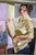 "ULANDA - Painting in Studio Class" Figurative Study Oil on Canvas A dark-haired woman is standing at an easel "Ulanda" a...