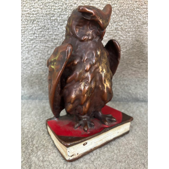 Gold Owl Sitting on a Book Sculpture For Sale - Image 8 of 9