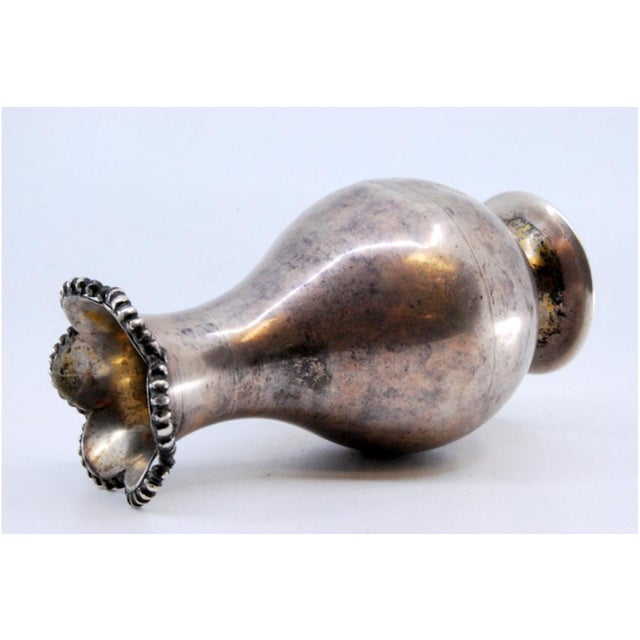 Small Silver Vase with Circular Base and Relief on Top For Sale - Image 5 of 10