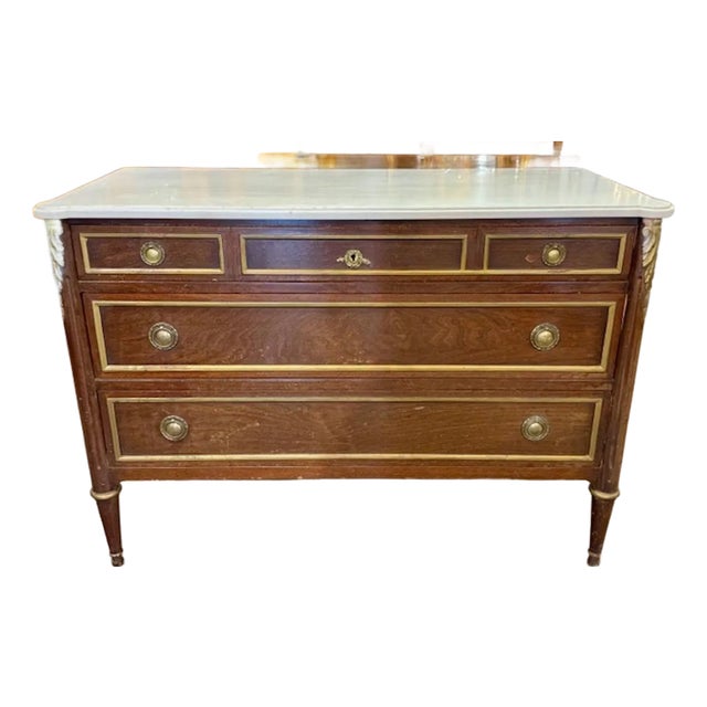 French Louis XVI Commode With Marble Top For Sale
