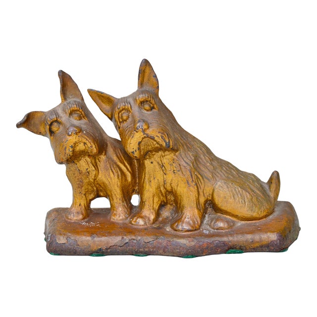 Mid 20th Century Handmade Americana Brass Terriers-on-Display Figurine Accent For Sale