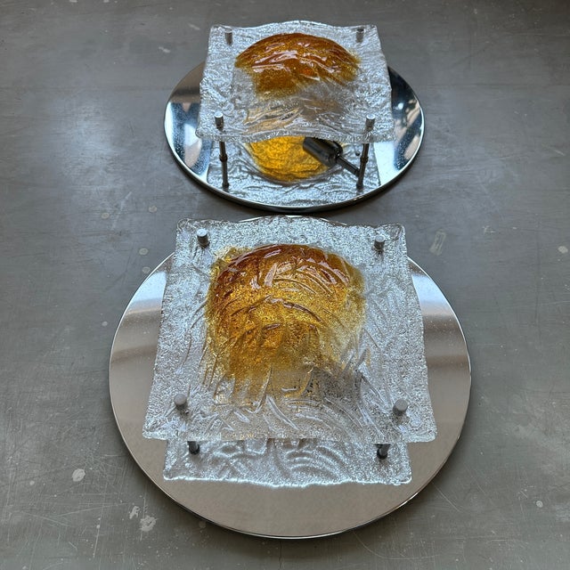 1970s Mid-Century Italian Murano Glass Flush Mount attributed to Mazzega, 1970s For Sale - Image 5 of 17