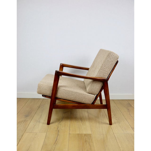 Beige Polish Beige Gold Bouclé Lounge Chair, 1970s For Sale - Image 8 of 11
