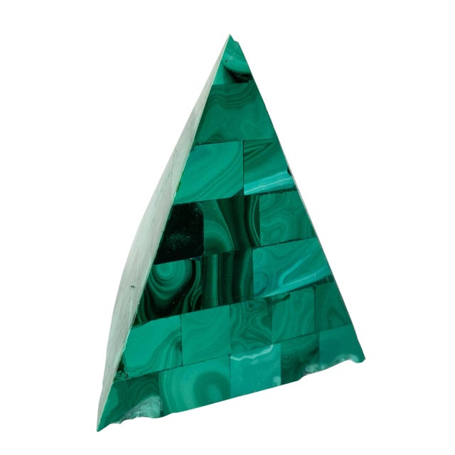20th Century Decorative Malachite Stone Mineral Pyramid For Sale