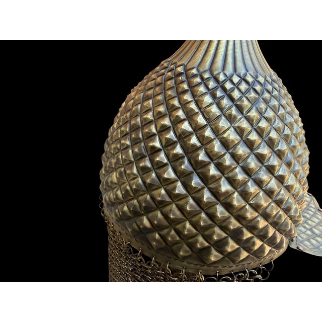 Large Hand Hammered Brass Helmet Shield Set For Sale - Image 13 of 15