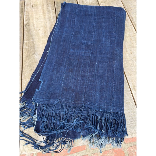 Vintage African Indigo Denim Mossi Mudcloth. Hand woven Malian cotton fabric is traditionally hand-dyed by a tribe in West...