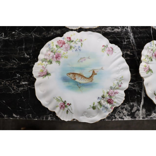 Limoges, France Limoges Fish Decorated Plate Set/4 For Sale - Image 4 of 9