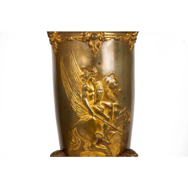 Pair of French Bronze Antique Mythological Amphora Garnitures Ca. 1880 For Sale - Image 11 of 12