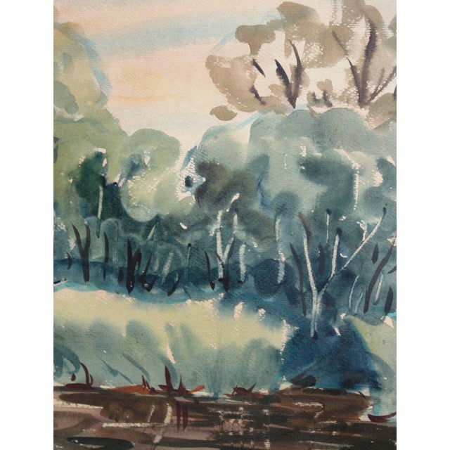 1960s Janis Brekte, River, 1960, Watercolor on Paper For Sale - Image 5 of 6