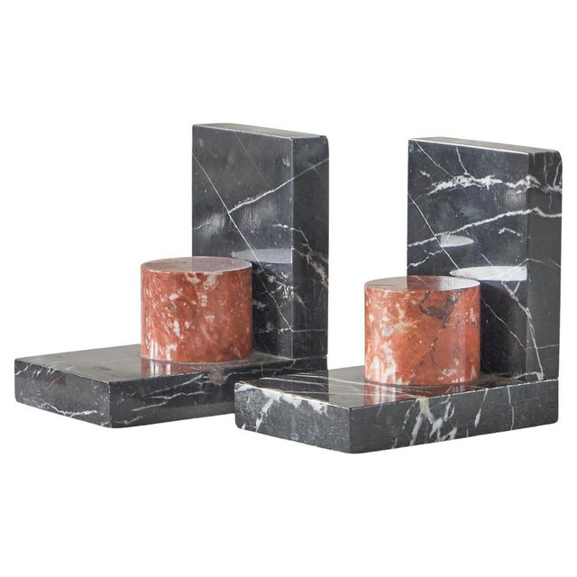 Gray Art Deco Bookends in Marble, 1940s, Set of 2 For Sale - Image 8 of 8