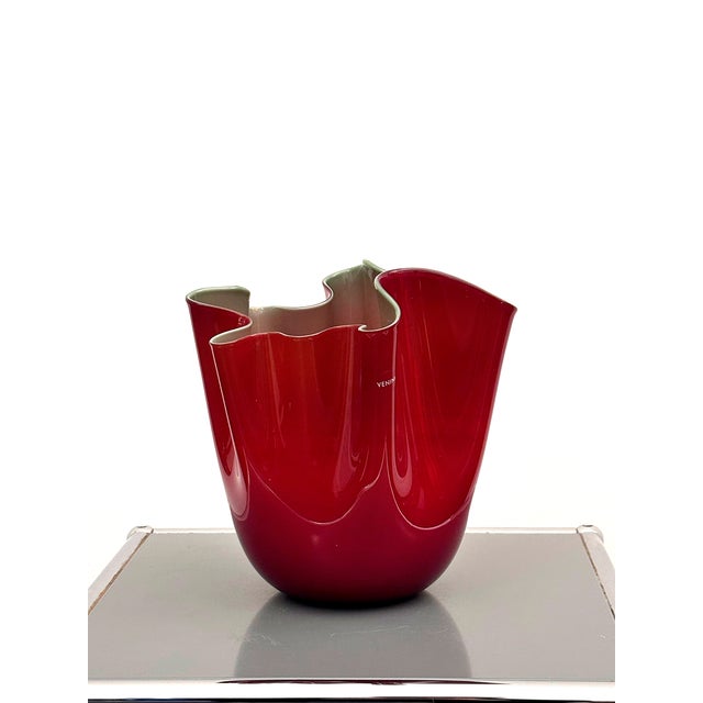 Red and Sage Green Cartoccio Vase by Paolo Venini for Venini, 2008 For Sale - Image 6 of 6