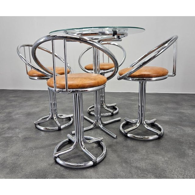 Brown Mid-Century Modern Dining Chairs with Table, Italy, 1970s, Set of 5 For Sale - Image 8 of 18