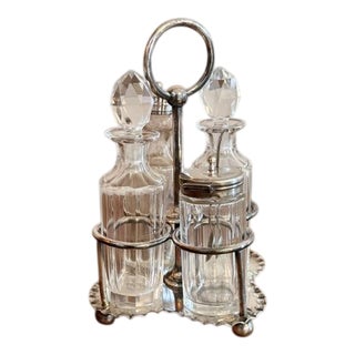 Antique Edwardian Silver-Plated Cruet Set, 1900, Set of 5 For Sale