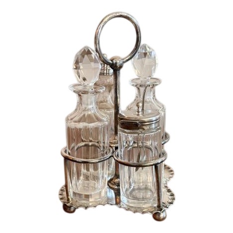 Antique Edwardian Silver-Plated Cruet Set, 1900, Set of 5 For Sale