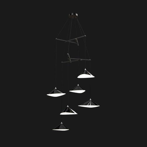 Contemporary Emily V6 Vertical Chandelier in Steel with Dark Bronze Finish by Moss Objects For Sale - Image 3 of 9