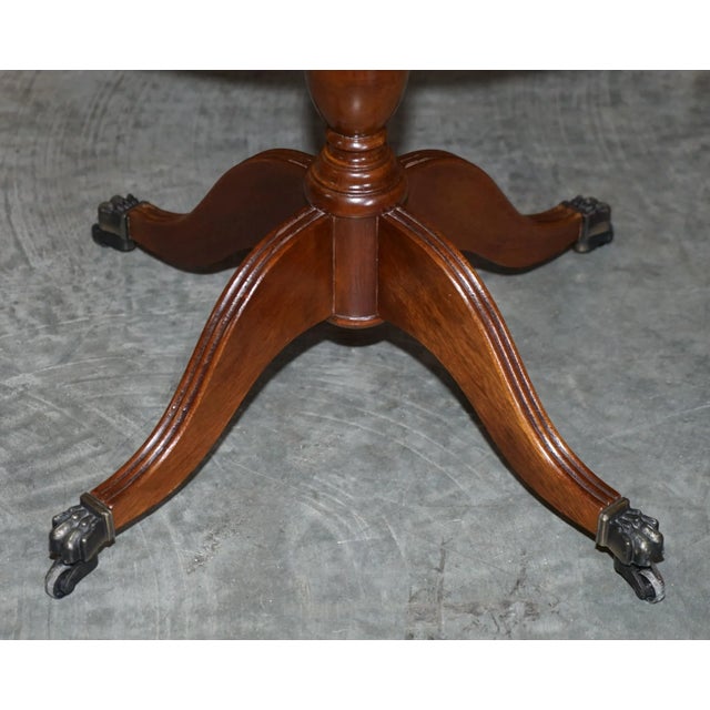 Green Vintage Regency Mahogany & Green Leather Twin Drawer Side End Table For Sale - Image 8 of 14