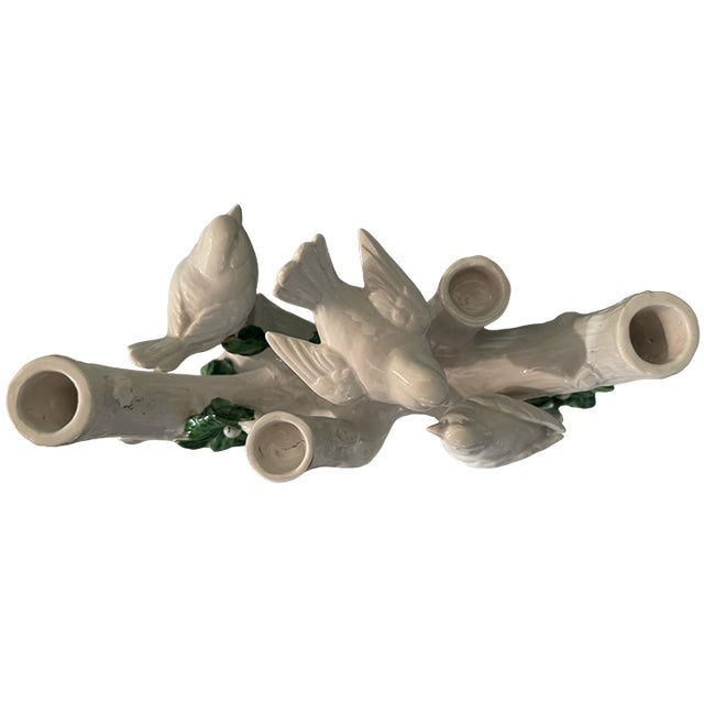 Ugo Zaccagnini Italian Bird & Branch Ceramic Candelabra, Circa 1930s–40s For Sale - Image 9 of 17