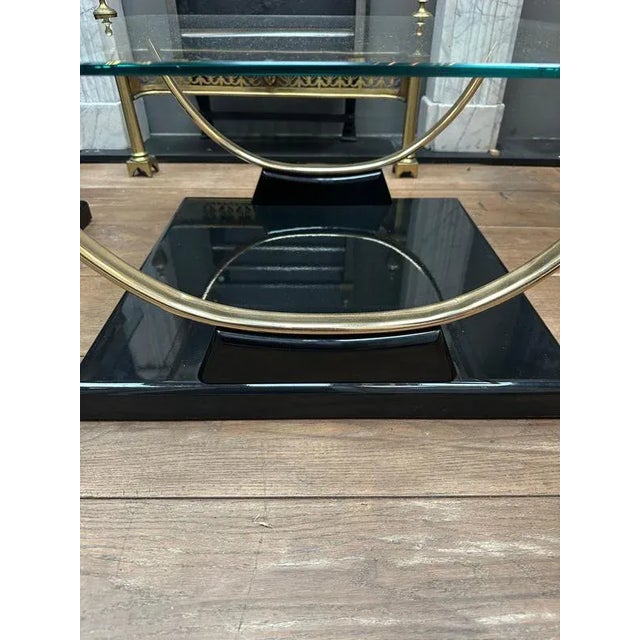 1980s Black Lacquered and Brass End Tables, 1980s, Set of 2 For Sale - Image 5 of 13