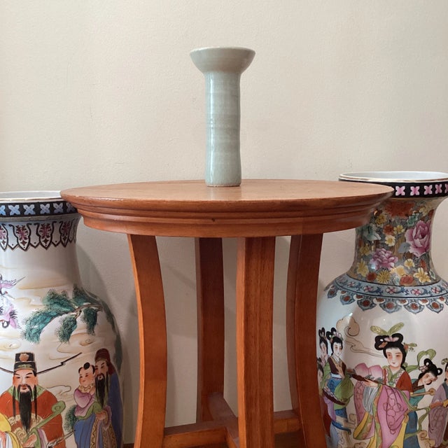 Antique Chinese Green Celadon Decorated Gu Shape Porcelain Vase Stamped For Sale In Chicago - Image 6 of 12