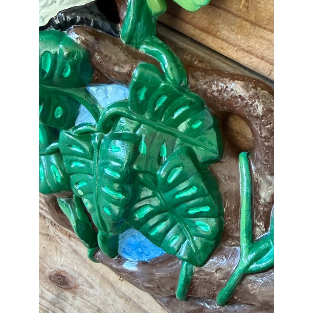 Ceramic Vintage Tropical Parrot & Toucan Ceramic Wreath Wall Sculpture For Sale - Image 7 of 12