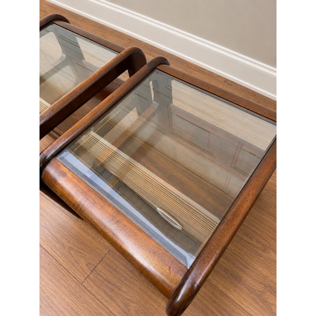 1970s 1970s Postmodern Walnut Waterfall Tables Attributed to Lou Hodges for Mersm For Sale - Image 5 of 5