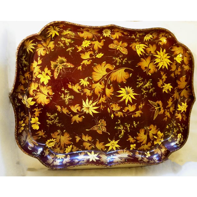 Burgundy Papier-Mâché Lacquered Tray and Base by Henry Clay For Sale - Image 12 of 12