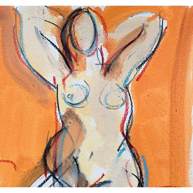 Drawing from the model - Gestural study of the beauty of a woman sitting and lounging. Oil paint, charcoal and cray-pas on...