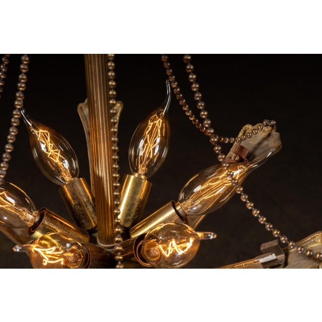 Metal Early 20th Century Pan-Style Chandelier With Draped Bead Chains For Sale - Image 7 of 8