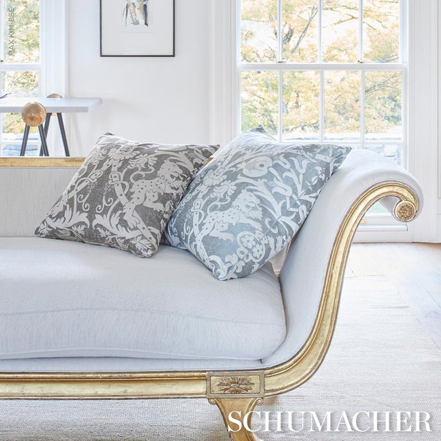 2020s Schumacher Dougal Damask Fabric In Mist For Sale - Image 5 of 6
