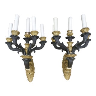 French Gilt Bronze Sconces - a Pair For Sale