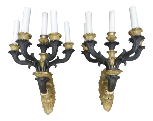 French Gilt Bronze Sconces - a Pair
