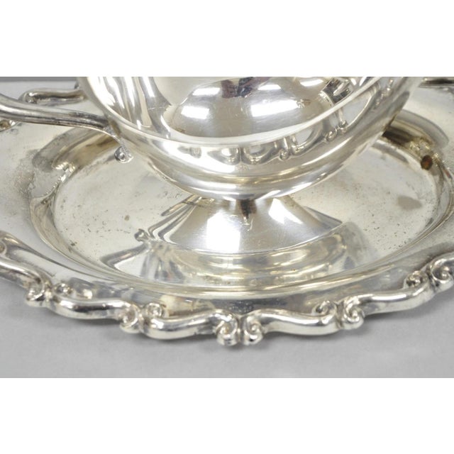 F.B. Rogers Silver Co. Vintage Fb Rogers Silver Plated Victorian Gravy Sauce Boat W/ Attached Dish For Sale - Image 4 of 15