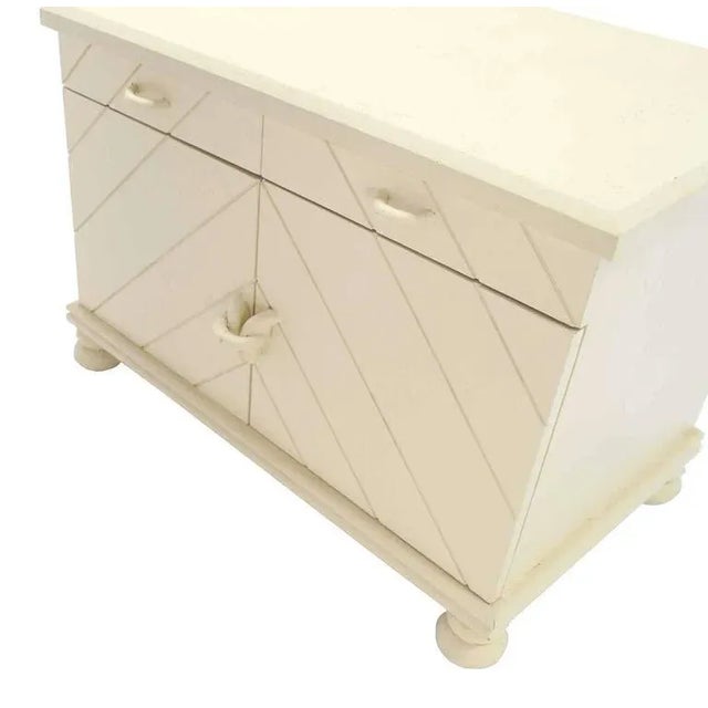 White Mid-Century Modern White Textured Paint Nightstands - a Pair For Sale - Image 8 of 9