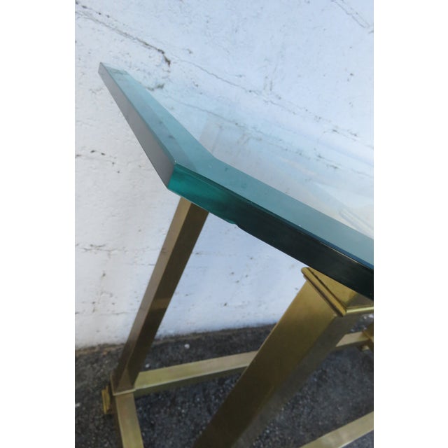 Metal Hollywood Regency Brass Finish Long Narrow Library Tv Console Table 5766 For Sale - Image 7 of 12