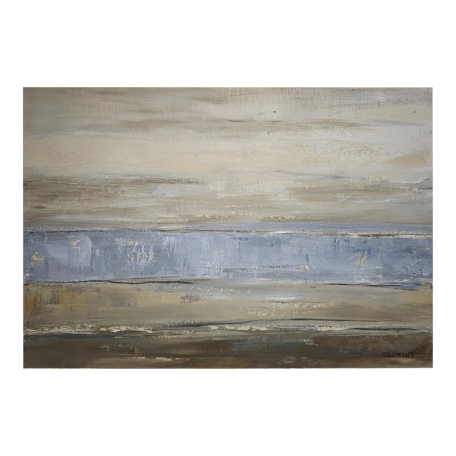 Between Sky and Shore, Abstract Landscape, Miinimalism, French Artist, Framed by Sophie Dumont For Sale