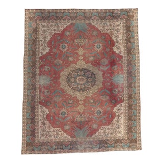 Mid 20th Century Rustic Vintage Persian Tabriz Rug - 08'09 X 10'09 For Sale