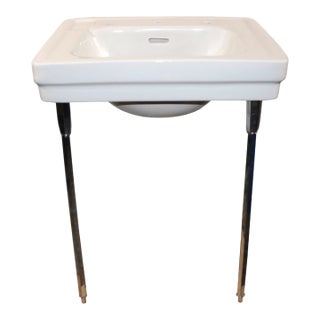 Mid-Century Vintage Standard Console Bathroom Sink With Chrome Legs Circa: 1947 For Sale