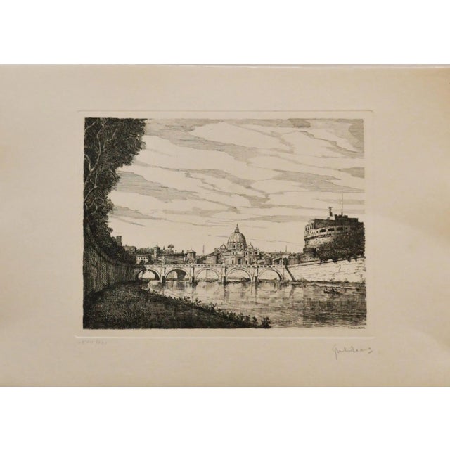 Giuseppe Malandrino, Castel Sant'angelo, Etching, 1970s For Sale