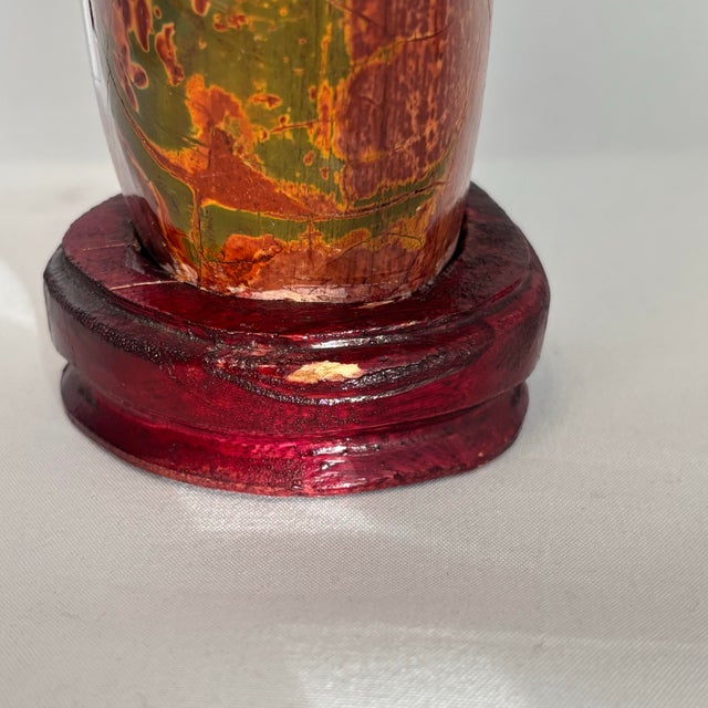 Large Mid-Century Chinese Jasper Stone Mounted on Solid Wood Red and Green Origin: China Weight: Approx 5lbs / 2267g...