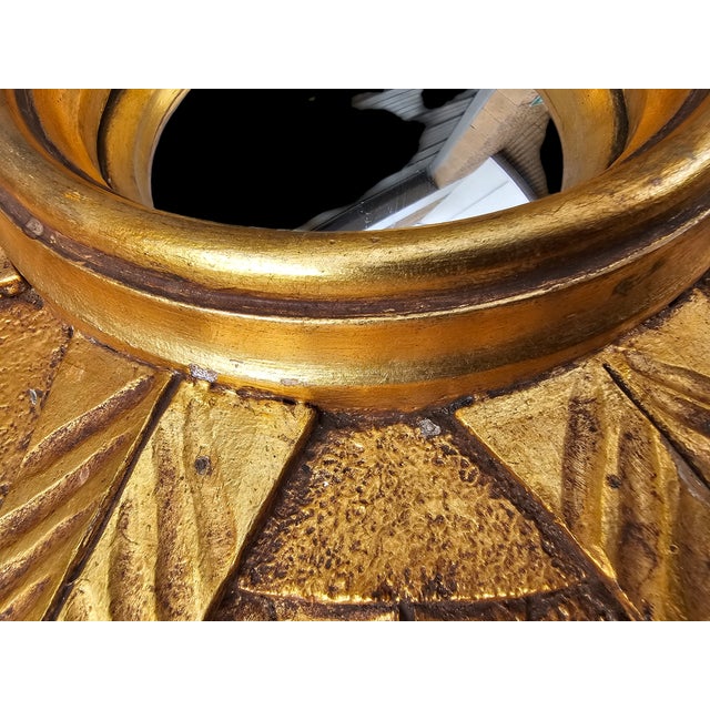 Mid 20th Century Vintage Giltwood Sunburst Concave Mirror For Sale - Image 5 of 5