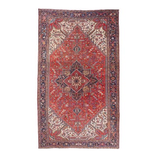 Antique Persian Heriz Rug, 11'01 X 18'07 For Sale