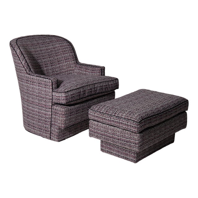 Set of Hollywood Regency Armchair and Ottoman Set, 1960s For Sale