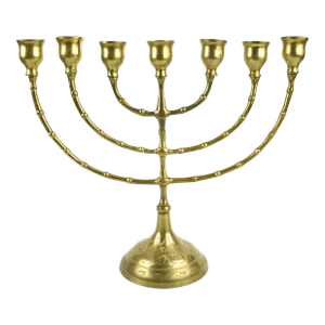 Mid 20th Century Solid Brass Seven Branches Menorah Candle Holder