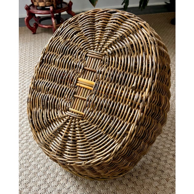 Mid 20th Century French Large Rattan Market Basket For Sale - Image 10 of 10