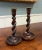 Brown Antique English Barley Twist Candlesticks Candle Holders Oak Pair 10.5" Tall For Sale - Image 8 of 17